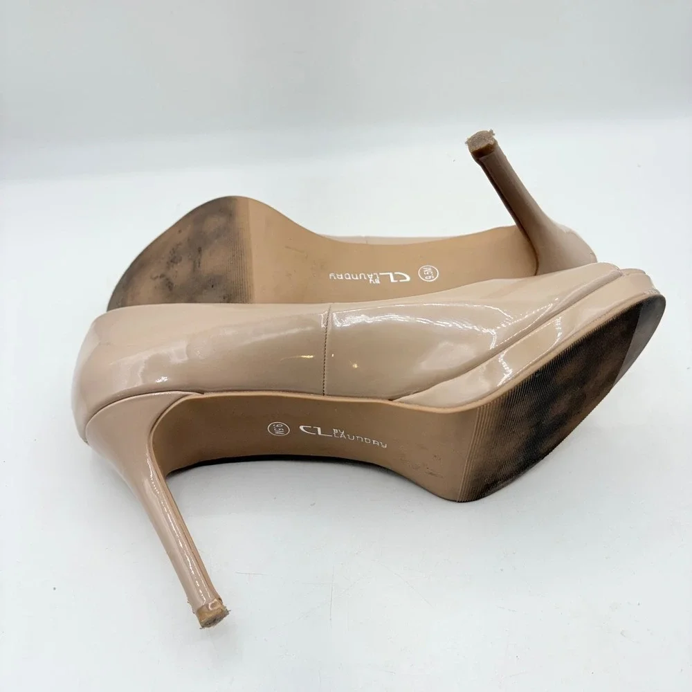 CL by Laundry Maca Nude Patent Peep Toe Platform‎ Pumps Heels Womens 9.5M